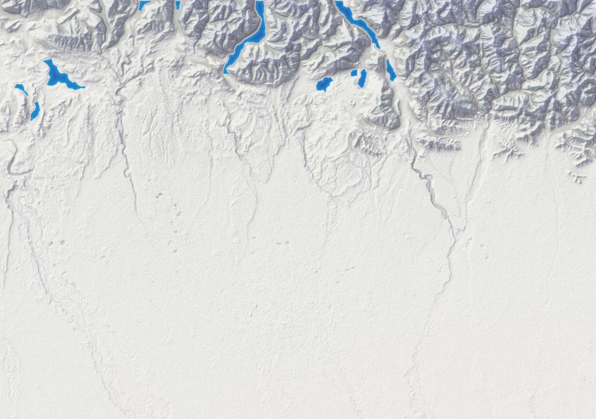 Mappa in rilievo della zona tra Milano, la Brianza, Varese e Bergamo, con le colline e i laghi a nord e i comuni serviti